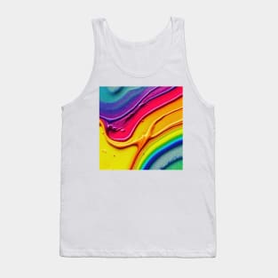 Liquid Colors Flowing Infinitely - Heavy Texture Swirling Thick Wet Paint - Abstract Inspirational Rainbow Drips Tank Top